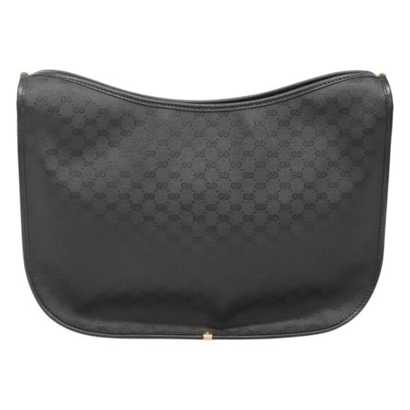 GUCCI Micro GG Supreme Shoulder Bag PVC Black Gold Auth MX332 - Picture 2 of 16